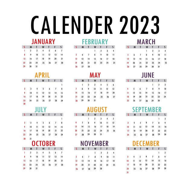 202 modello di calendario pulito per il nuovo anno