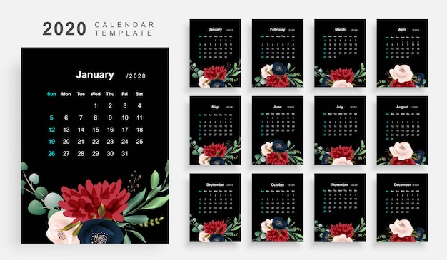 2020 bloemen thema kalender