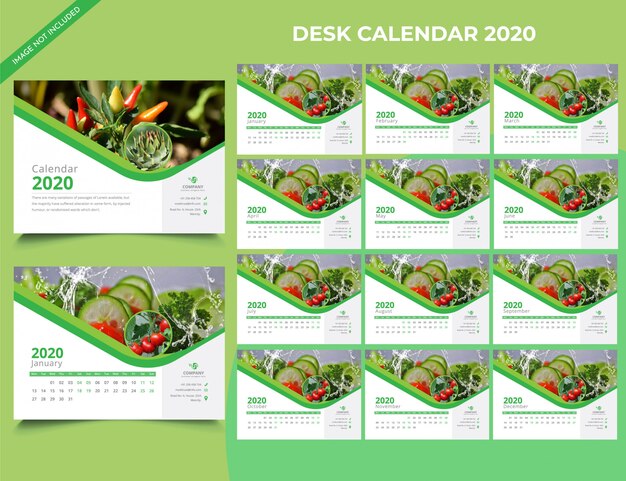 2020 bureaukalender-sjabloon