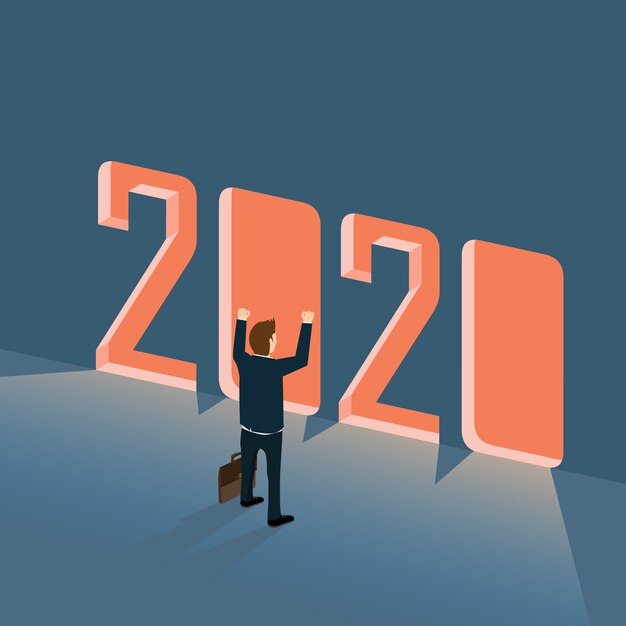 Vector 2020 business success isometric concept