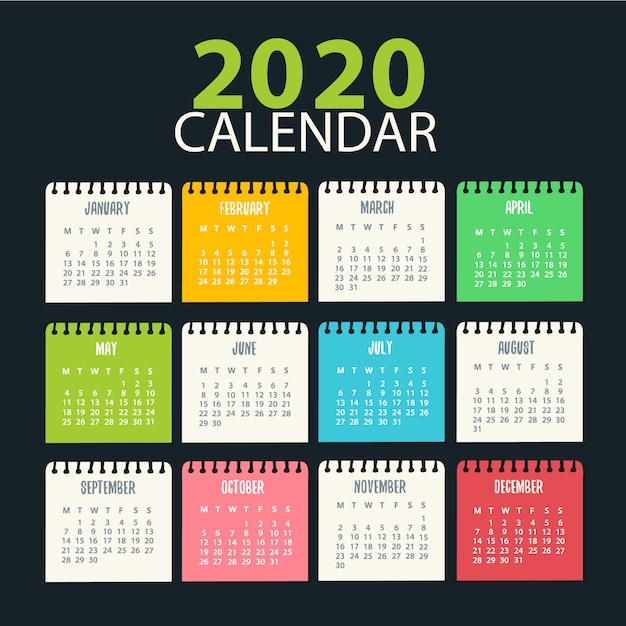 2020 design del calendario pronto per la stampa