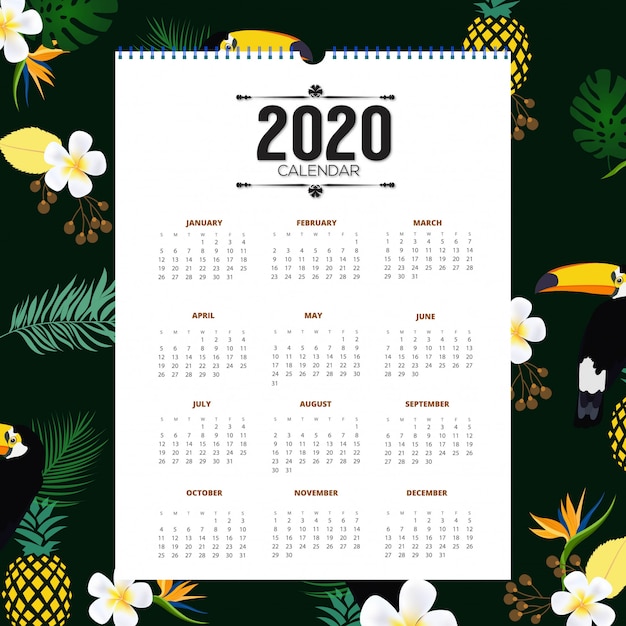 Vettore calendario 2020