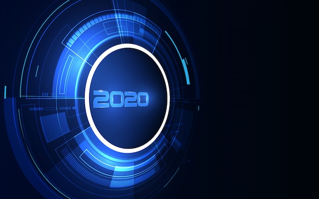 2020 celebration with Cyber futuristic technology background