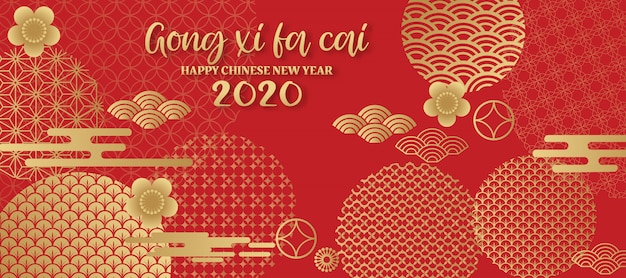 2020 Chinees Nieuwjaar wenskaart.