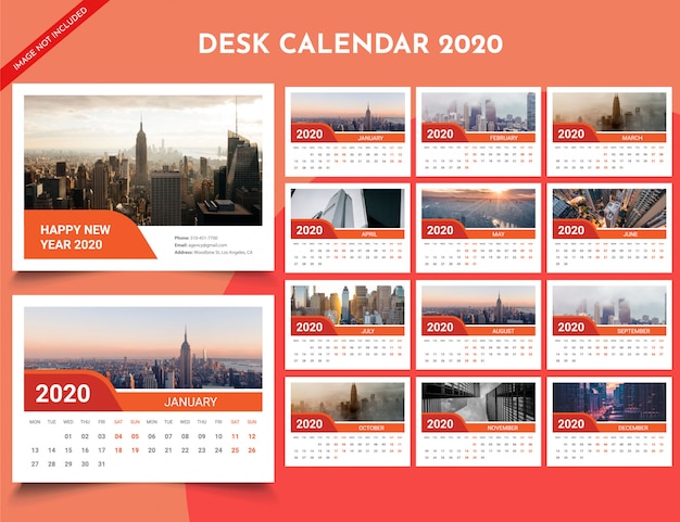 Vector 2020 desk calendar template
