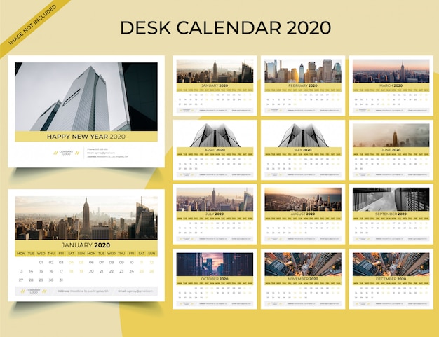 Modello di calendario da tavolo 2020