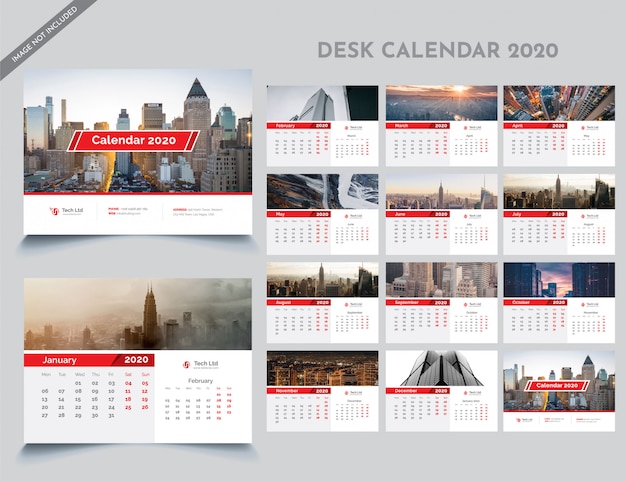Modello di calendario da tavolo 2020