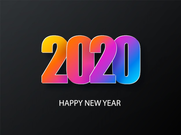 2020 Gelukkig Nieuwjaar donkere achtergrond met kleurrijke gradiënt samenstelling. Creatieve trendy vakantie. 2020 modern.