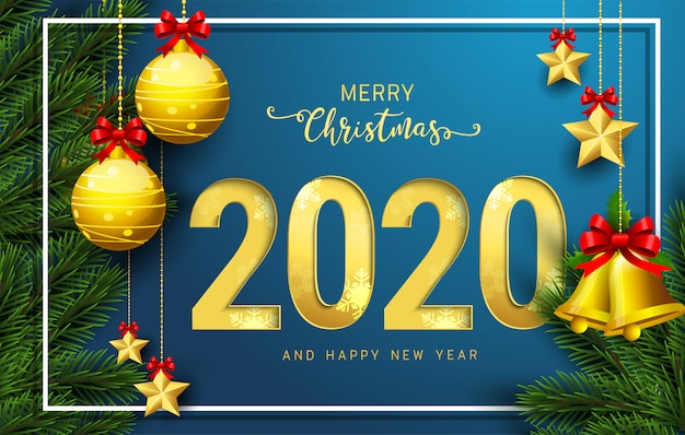 2020 Gelukkig Nieuwjaar en Merry Christmas-wenskaart.