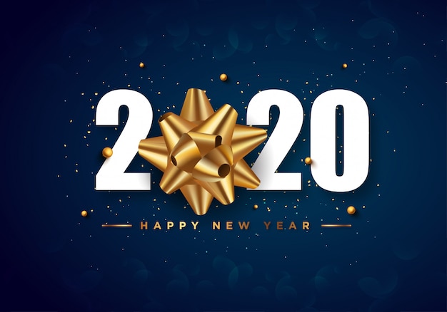 2020 gelukkig nieuwjaar wenskaart gouden confetti achtergrond