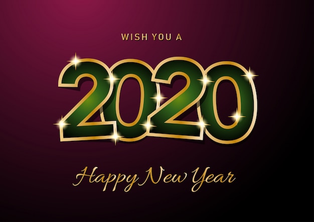 Vettore scheda di celebrazione di felice anno nuovo 2020
