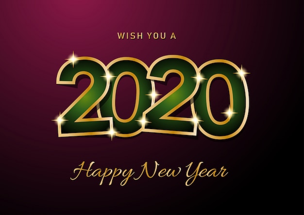 2020 happy new year celebration card