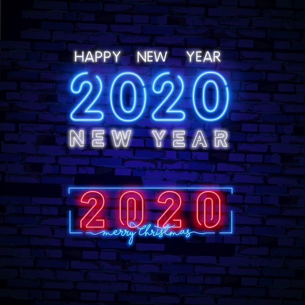 2020 с новым годом неоновая вывеска