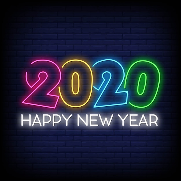 2020 felice anno nuovo stile insegne al neon