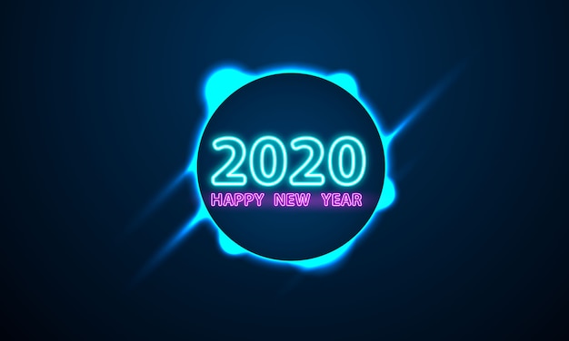 2020 с новым годом неоновый текст.