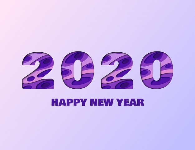 Vector 2020 happy new year paper cut poster