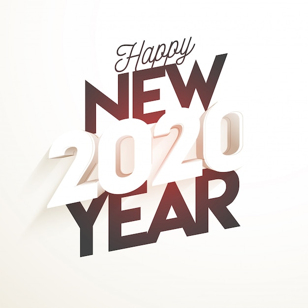 2020, Happy New Year text on white  