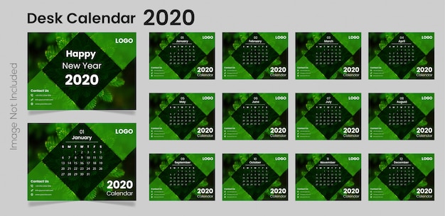 Vector 2020 modern desk calendar template