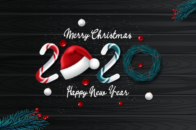 Vector 2020 new year card with christmas