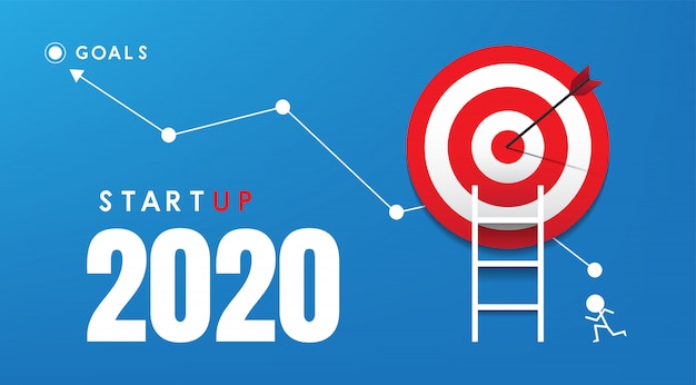 2020 새해 시작 및 목표 시장 아이디어 개념
