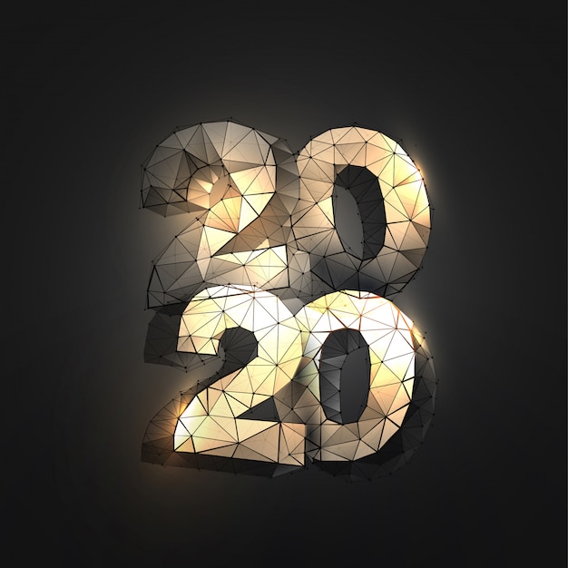 Vector 2020 numbers in polygonal wireframe style