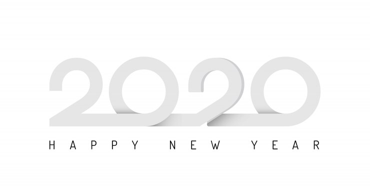 冬の休日の背景に2020リボンレタリング新年サイン