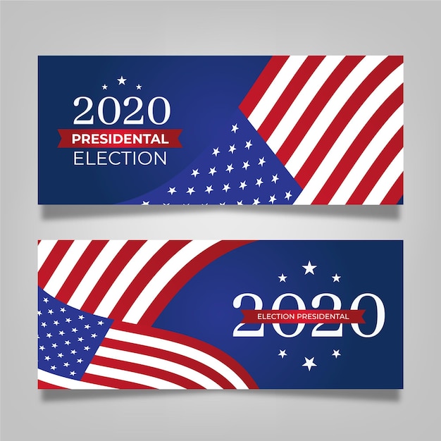 Vettore set di banner per le elezioni presidenziali americane 2020