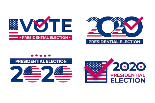 Vettore pacchetto logo elezioni presidenziali americane 2020