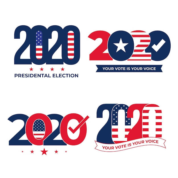 Insieme di logo delle elezioni presidenziali americane 2020