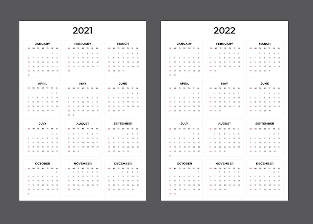 Календарь 2021-2020 - иллюстрация. Шаблон. Неделя макета начинается в воскресенье