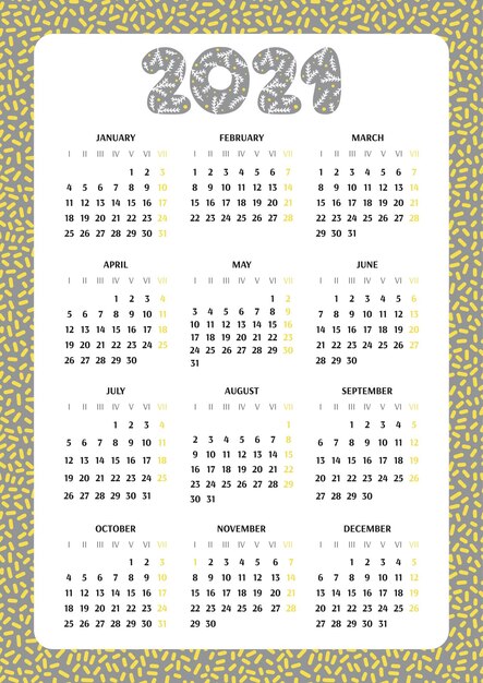 2021 calendar template