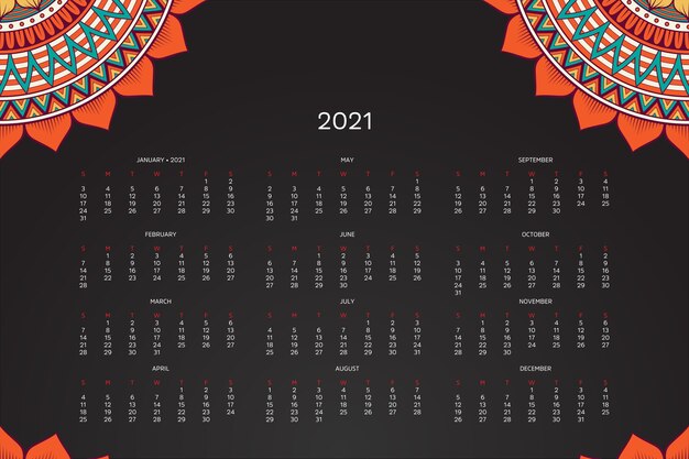 동양 만다라가있는 2021 달력