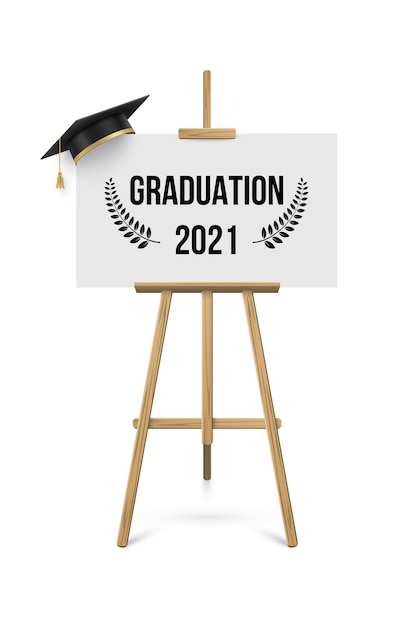 Vector 2021 graduation ceremony banner, award concept