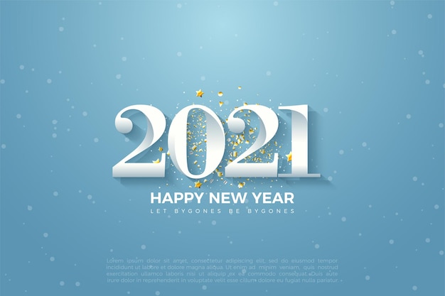 2021 happy new year background with numbers illustration on blue sky