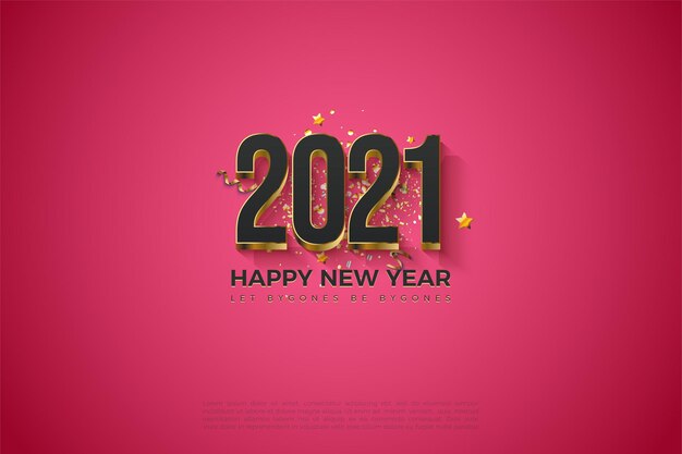 2021 happy new year background with solid gold plated numbers