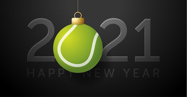 Vector 2021 happy new year. background with a tennis ball.