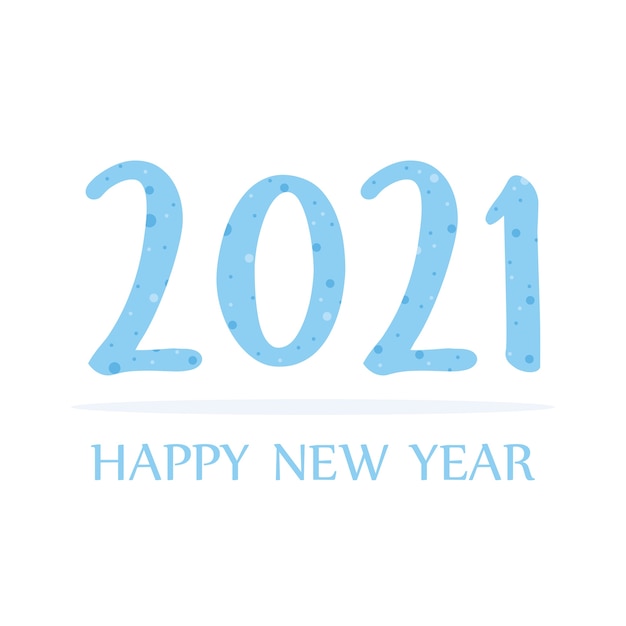 2021 happy new year, blue dotted numbers greeting card illustration