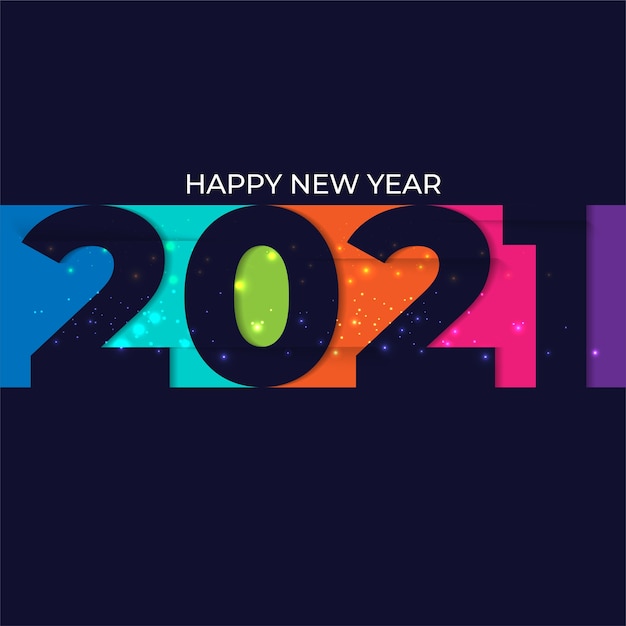 2021 Happy new year colorful minimal background