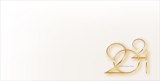 Vettore 2021 felice anno nuovo elegante biglietto di auguri illustrazione vettoriale d'oro