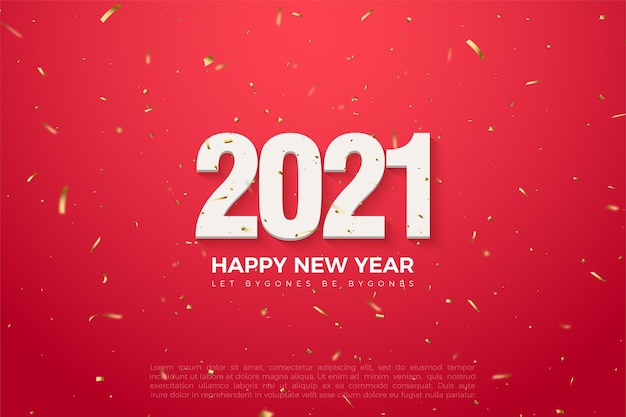 2021年明けましておめでとうございます赤い背景と黄金のスプラッシュと数字のイラスト