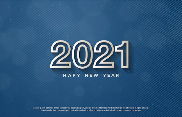 Vector 2021 happy new year with 3d white line numbers.