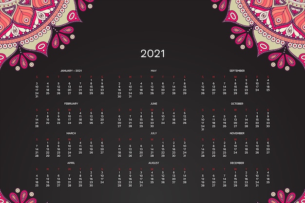 2021 kalender met oosterse mandala
