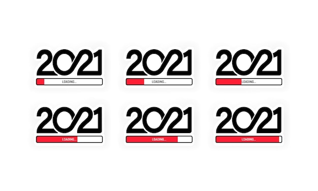 2021 loading icon set. set progress bar showing loading of 2021. vector on isolated white background. eps 10.