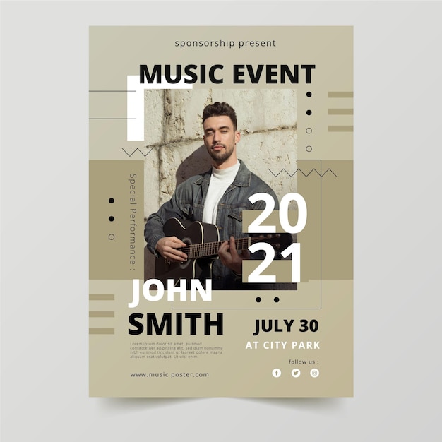 Vector 2021 music event poster with photo