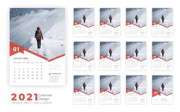 2021 muur kalender ontwerpsjabloon