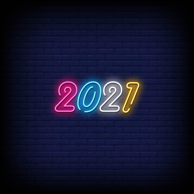 2021 neon signs style text vector