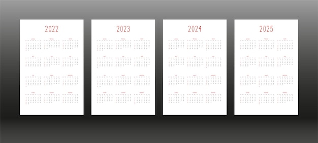 2022 2023 2024 2025 kalender voor persoonlijke planner dagboek notebook schattig minimalistische stijl individueel schema kalender voor notebooks Week begint op zondag