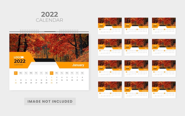 Modello di progettazione del calendario da tavolo astratto 2022