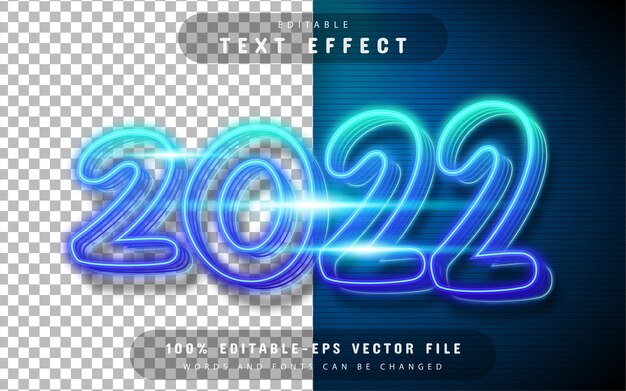 2022 blue neon text effect editable