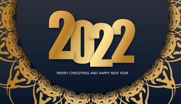 Brochure 2022 buon natale nero con motivo oro invernale